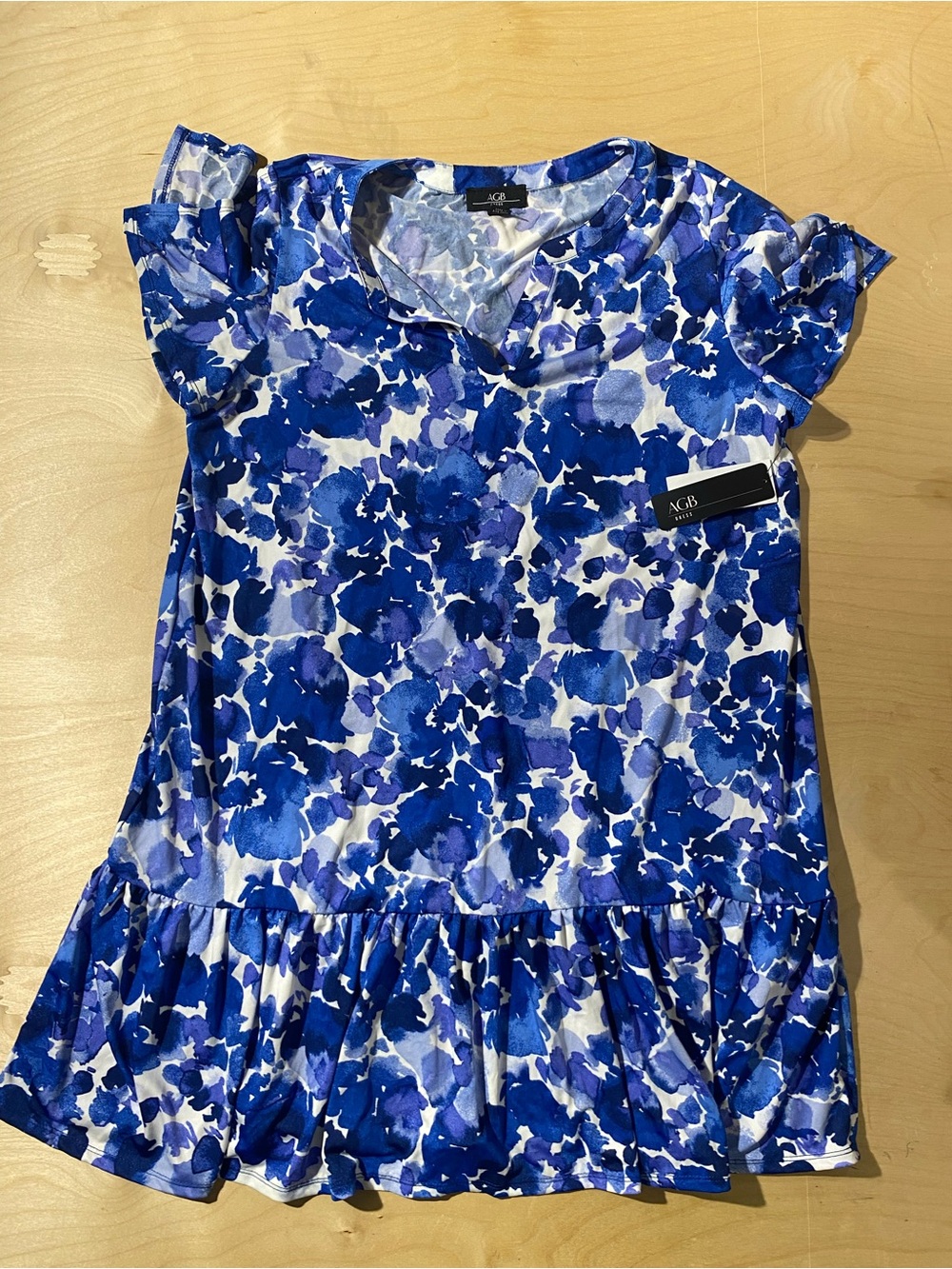 AGB Blue Floral Ruffle Hem Dress XL (BR)